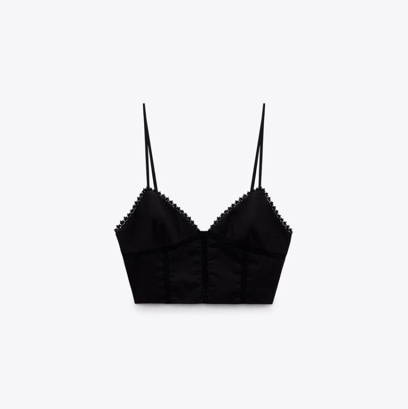 Poplin Top With Lace Trims