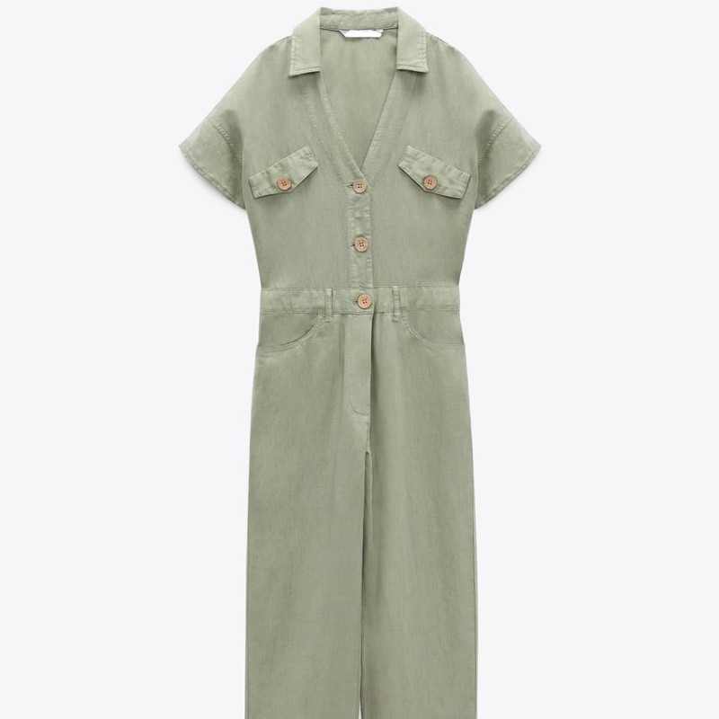 Long Linen Blend Jumpsuit