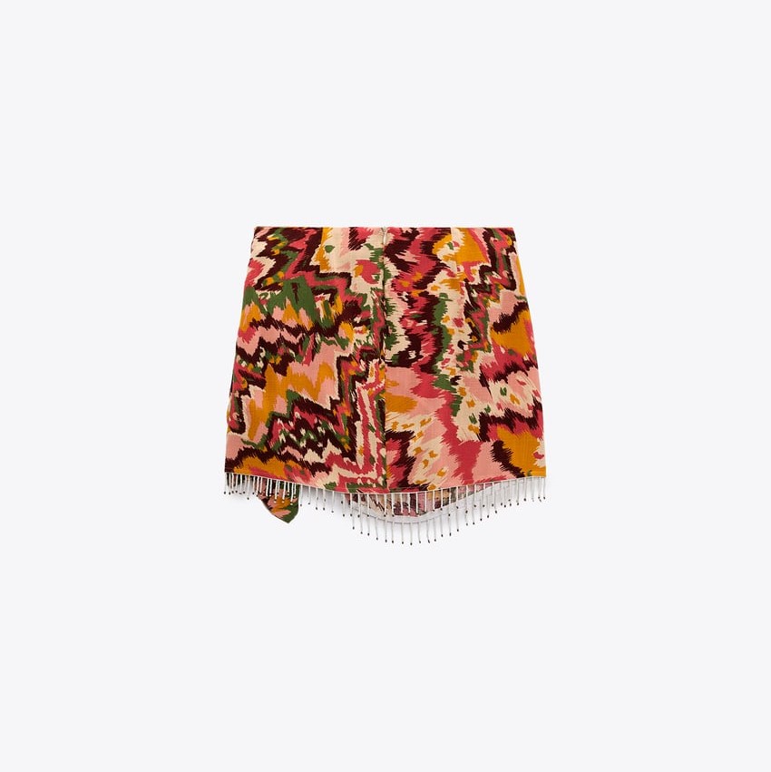 Beaded Print Wrap Skirt