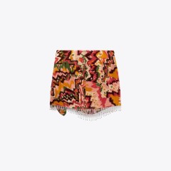 Beaded Print Wrap Skirt