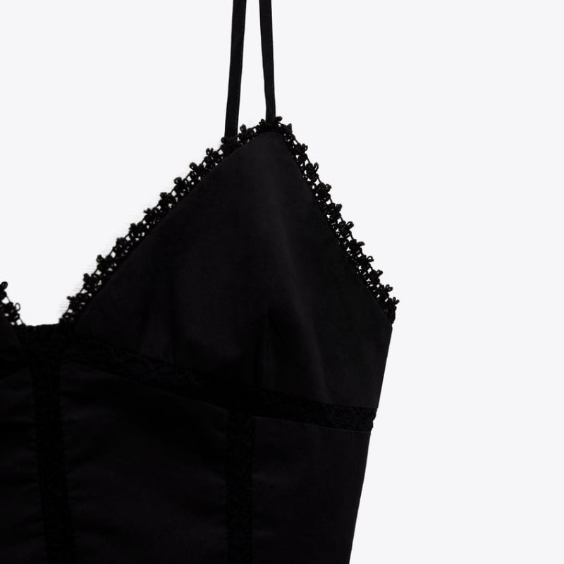 Poplin Top With Lace Trims
