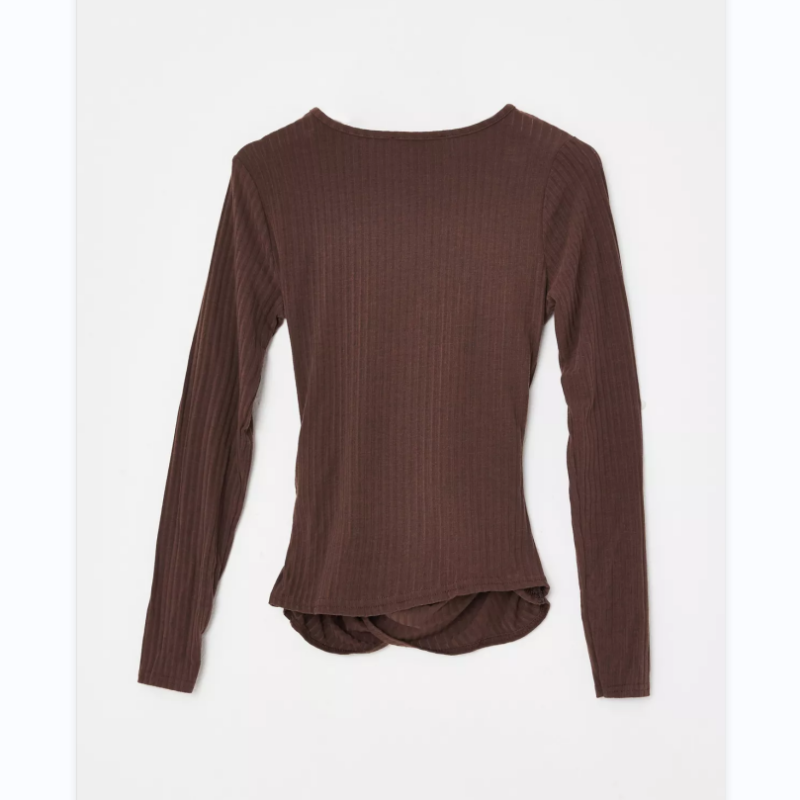 Black and Brown Ruched Front Rib Top 2 Pack