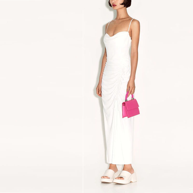 Midi Dress With Draped Detail
