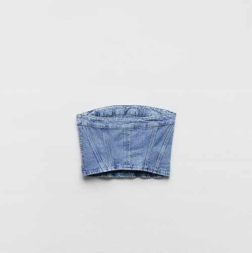 Denim Corsetry-Inspired Top