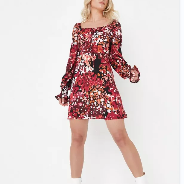 petite pink floral print milkmaid mini dress