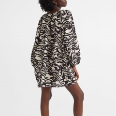 Lantern Sleeve Crepe Dress