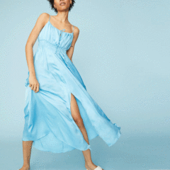 waist gathered maxi dress