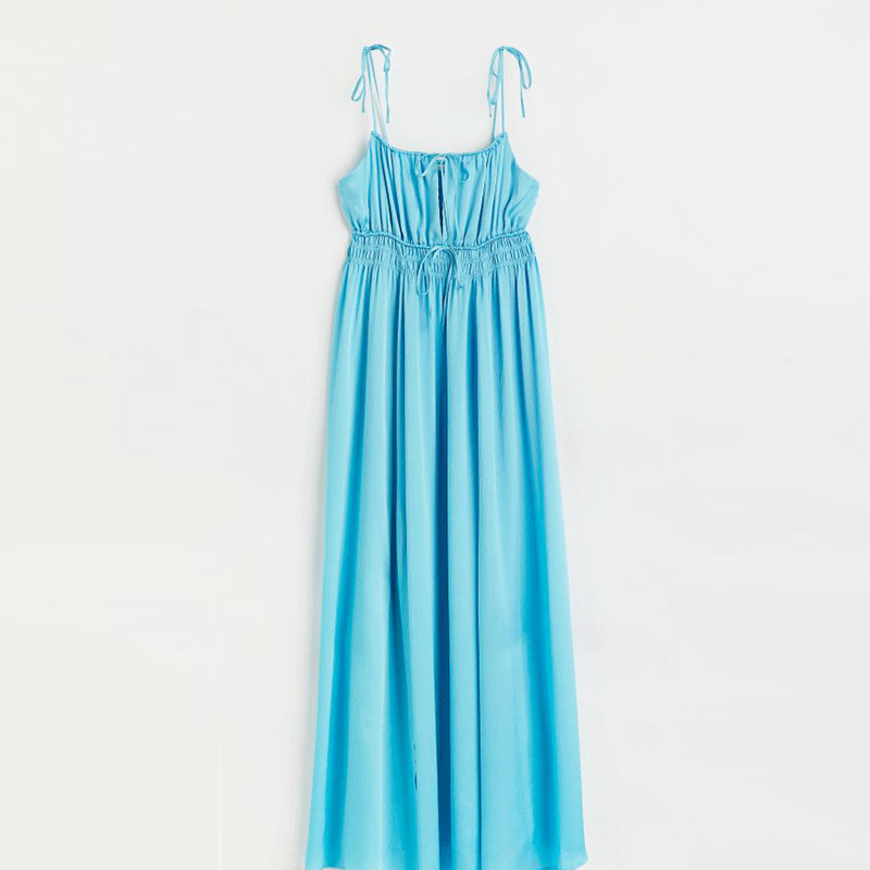 waist gathered maxi dress