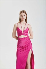 Hanging Neck Lace up Hollow Sexy Tank Top Holiday Beach Dress