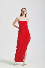 RUFFLE HEM SPLIT Irregular Dress