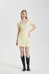 A-line Waistband Slim Square Neck Dress