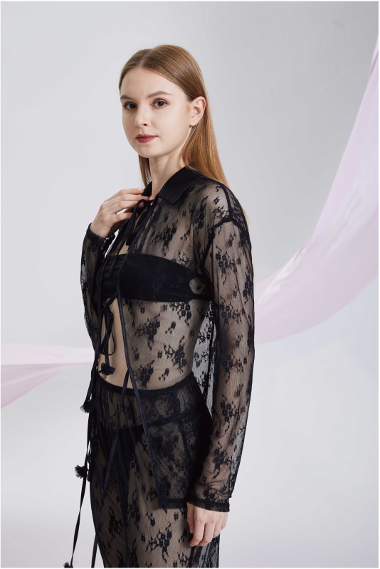 Slim fitting lace patchwork hollowed out strap dress