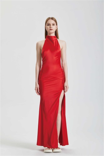 Hanging Neck Split Fashion Dress