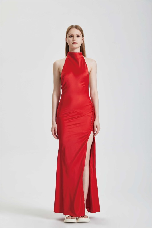 Hanging Neck Split Fashion Dress