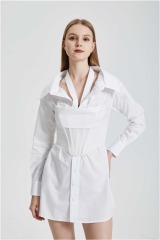 Irregular shirt with waistband dress