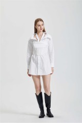 Irregular shirt with waistband dress