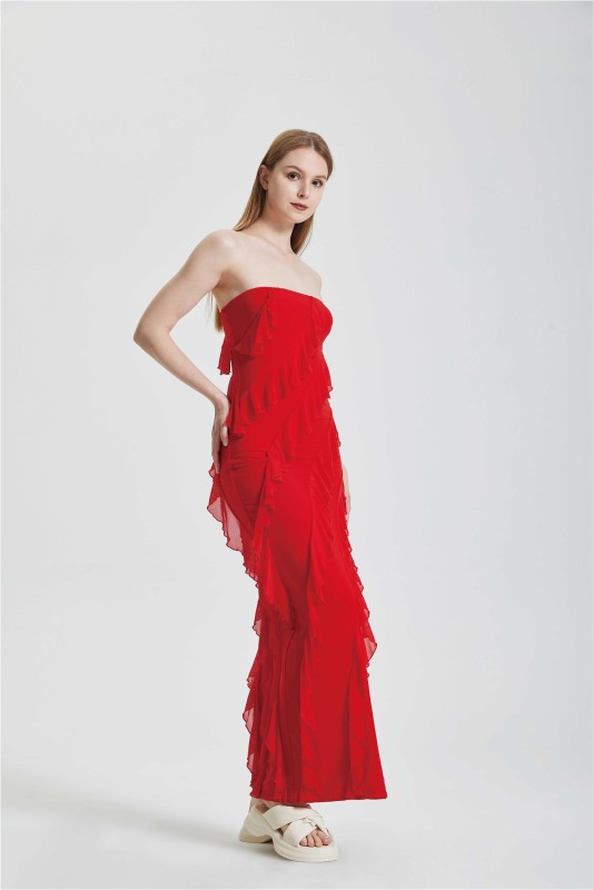 RUFFLE HEM SPLIT Irregular Dress