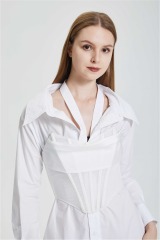 Irregular shirt with waistband dress