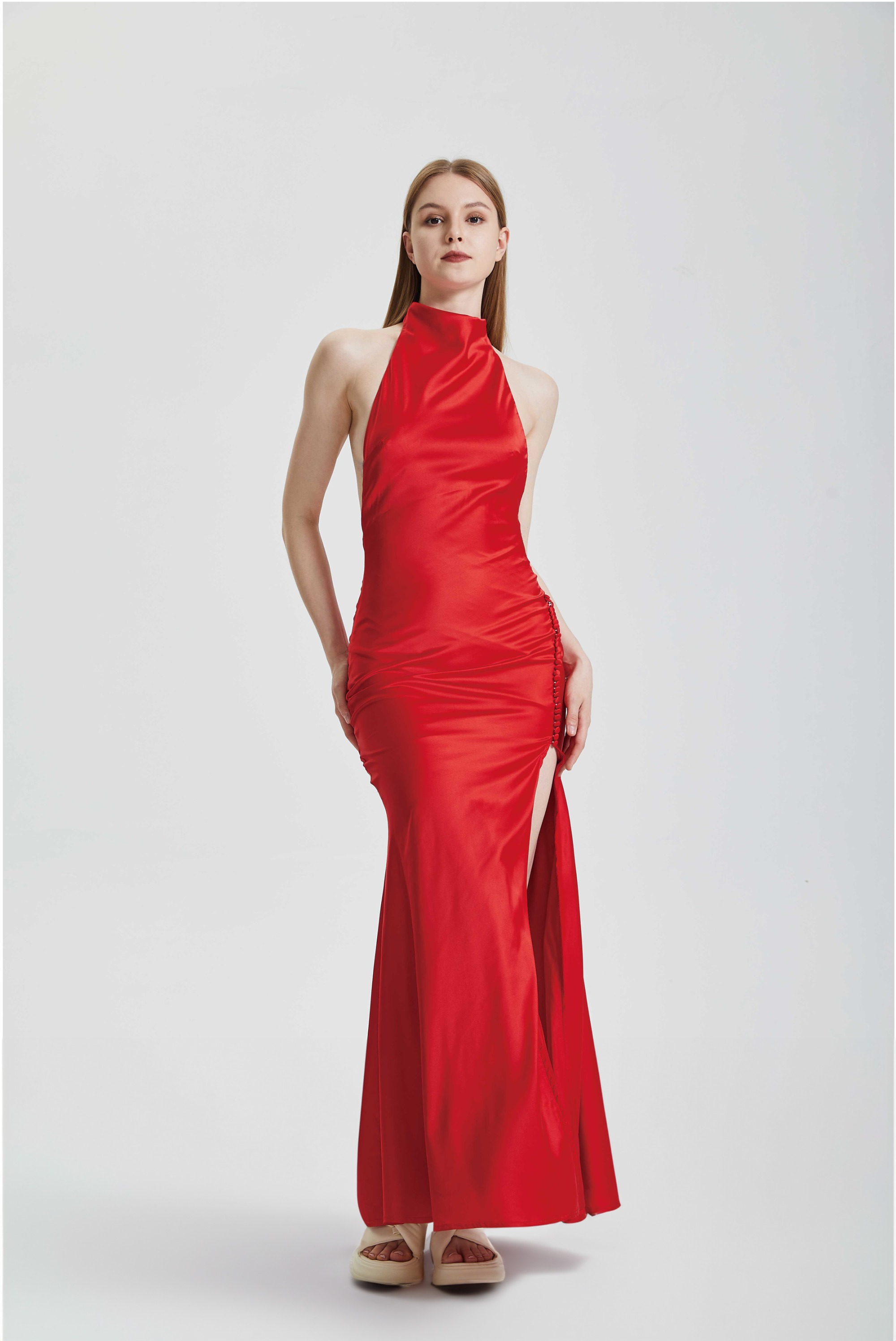 Hanging Neck Split Fashion Dress