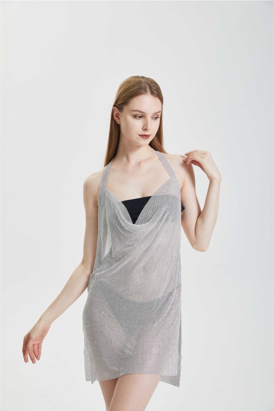 V-neck hanging neck strap dress