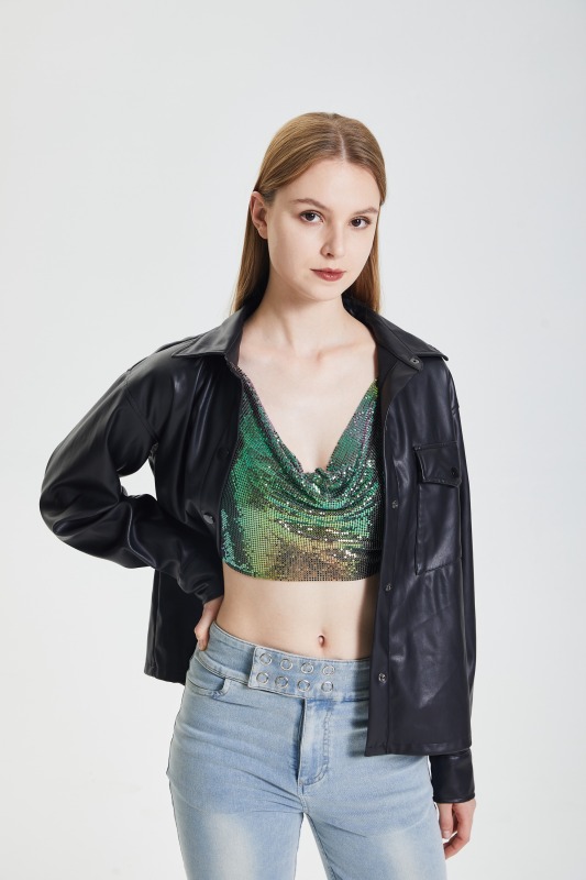 Sequin Lace Up Top