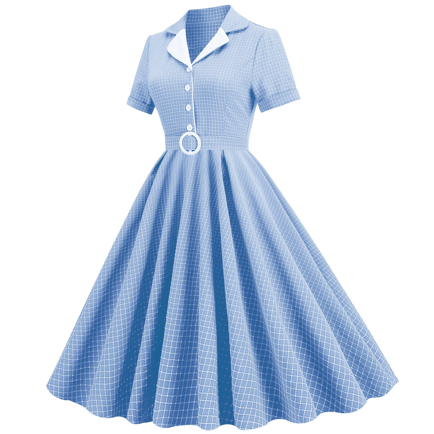 Contrast Suit Collar Plaid Dress