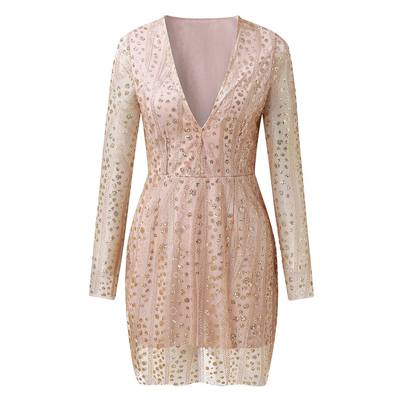 Deep V Sequin Dress