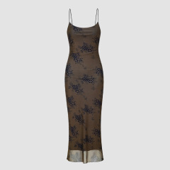 Mesh Printed Buttock Strap Dress