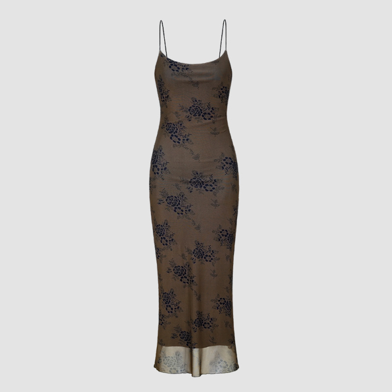 Mesh Printed Buttock Strap Dress