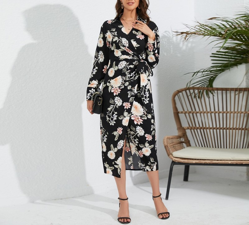 Slim Fit Split Strap Sexy Floral Dress