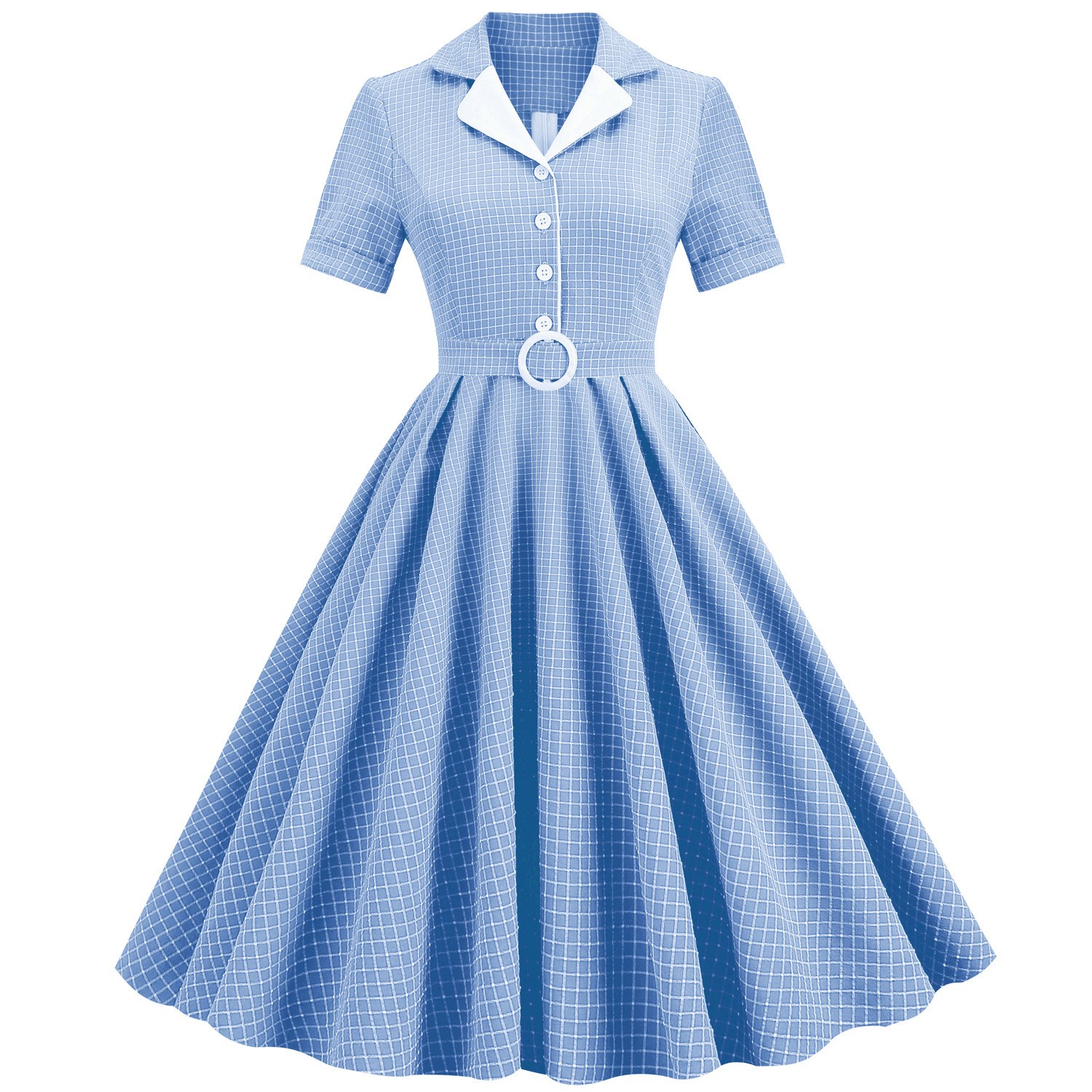 Contrast Suit Collar Plaid Dress