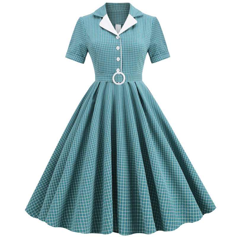 Contrast Suit Collar Plaid Dress