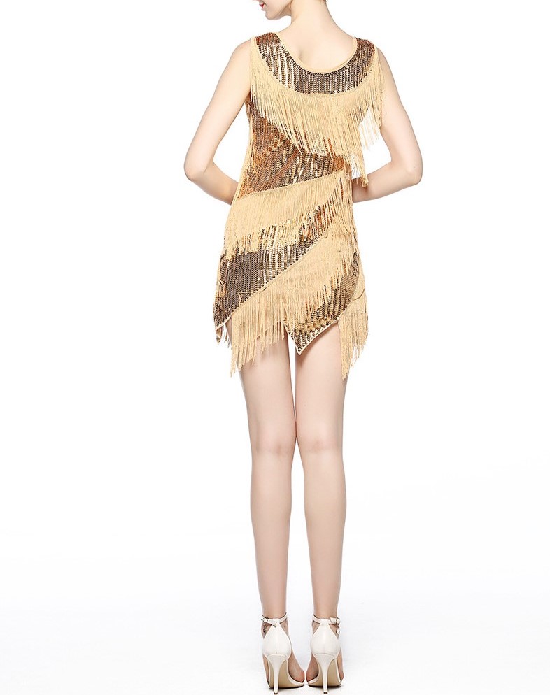 Sexy Sleeveless Tassel Sequin Dress
