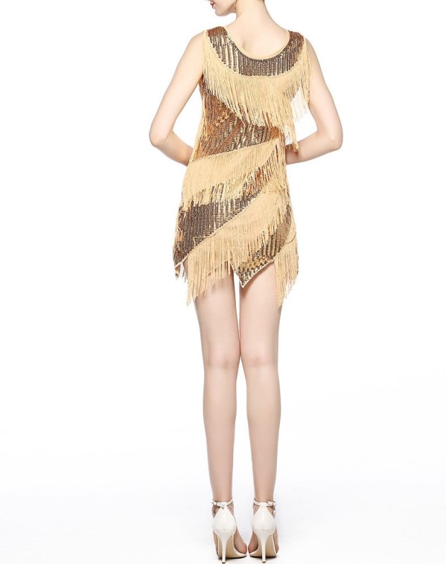 Sexy Sleeveless Tassel Sequin Dress