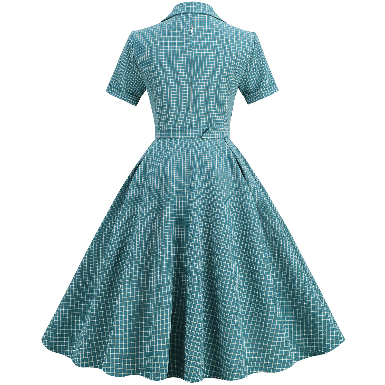 Contrast Suit Collar Plaid Dress