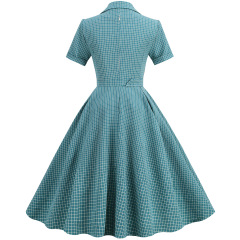 Contrast Suit Collar Plaid Dress