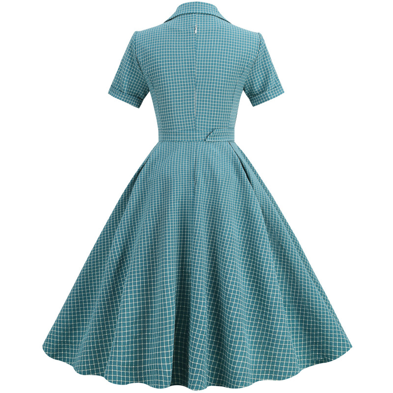Contrast Suit Collar Plaid Dress