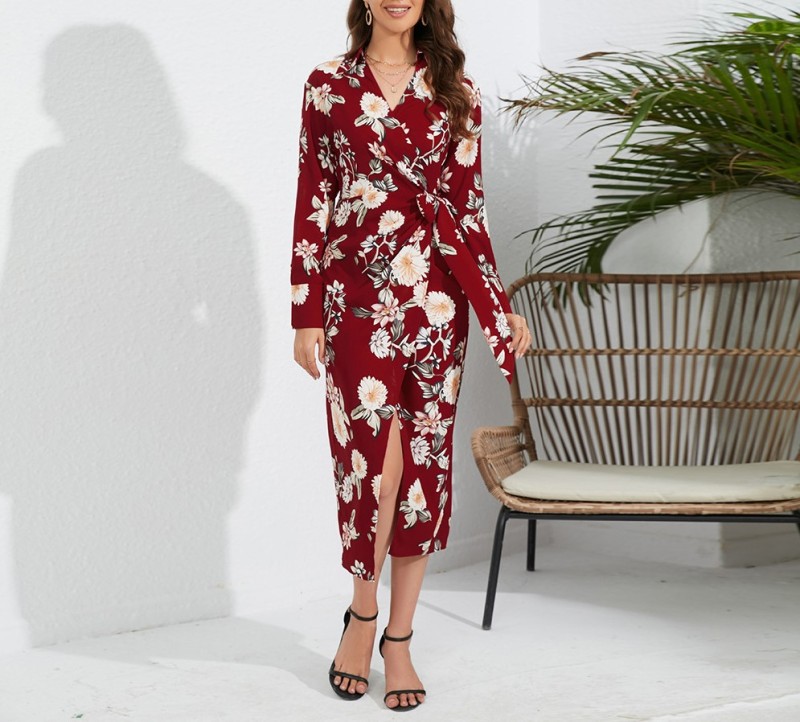Slim Fit Split Strap Sexy Floral Dress