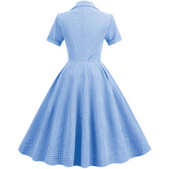 Contrast Suit Collar Plaid Dress