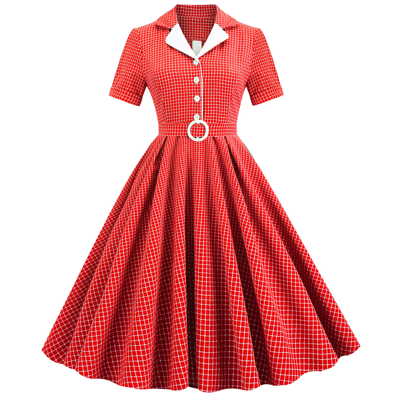 Contrast Suit Collar Plaid Dress