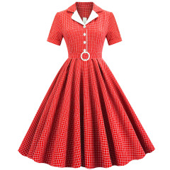 Contrast Suit Collar Plaid Dress