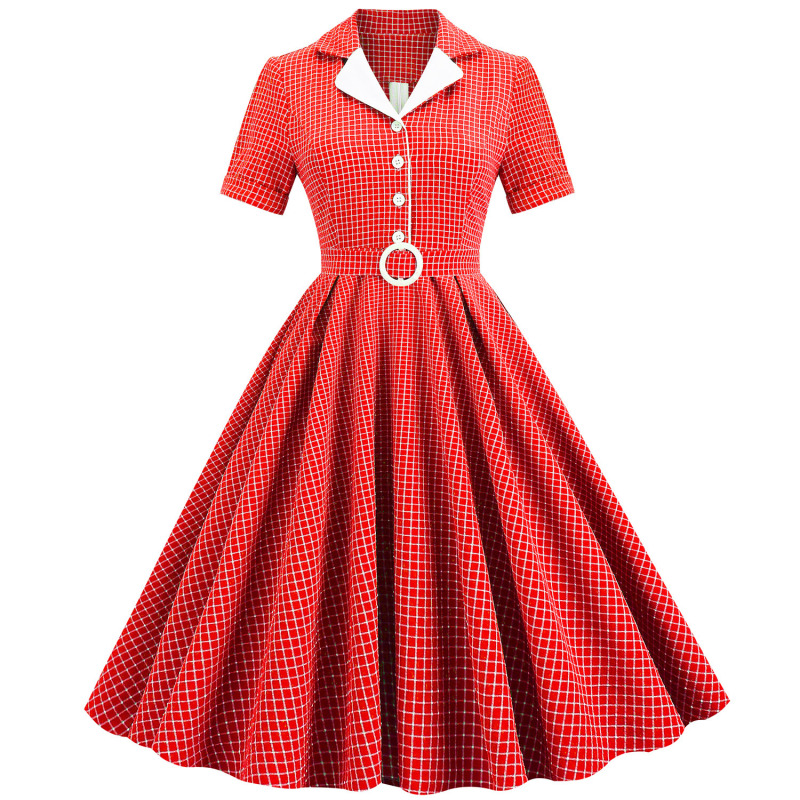 Contrast Suit Collar Plaid Dress
