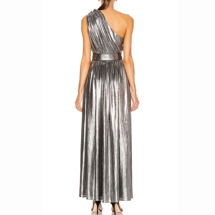 One Shoulder Lace Up Side Split Dress