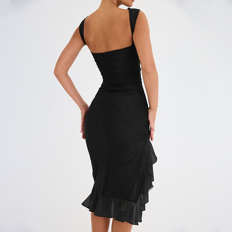 Sleeveless Open Back Pleated Dress