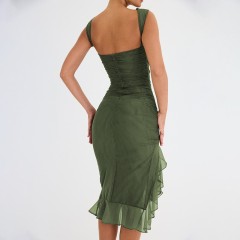 Sleeveless Open Back Pleated Dress