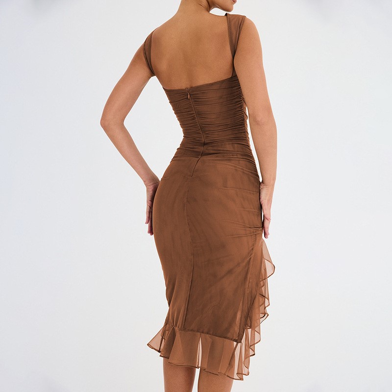 Sleeveless Open Back Pleated Dress