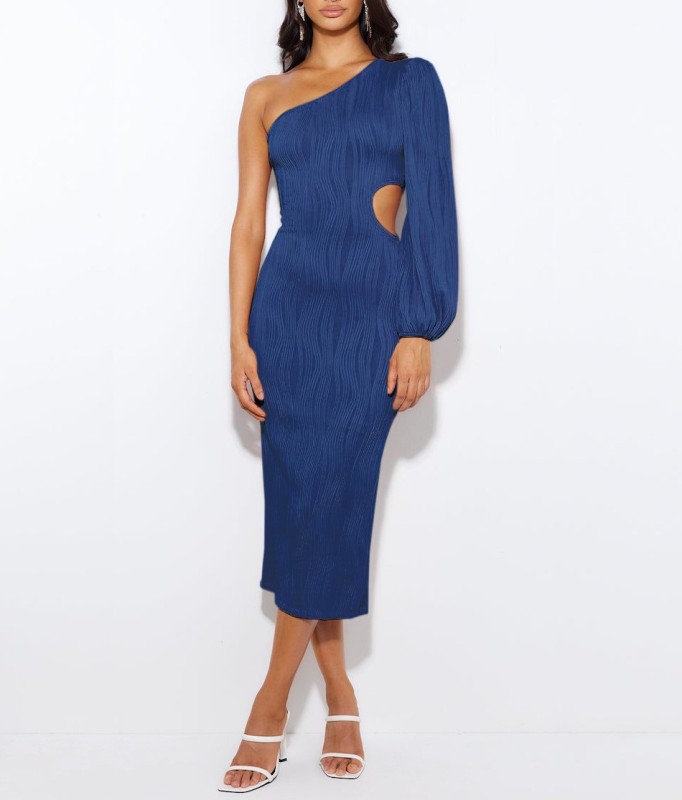 Lantern Sleeve Hollowed Out Evening Dress