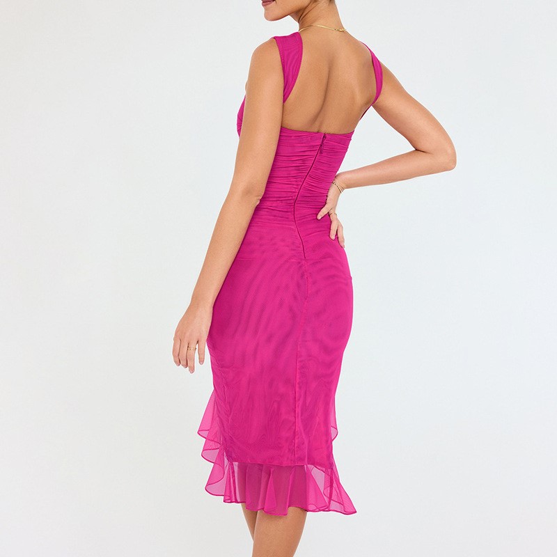 Sleeveless Open Back Pleated Dress