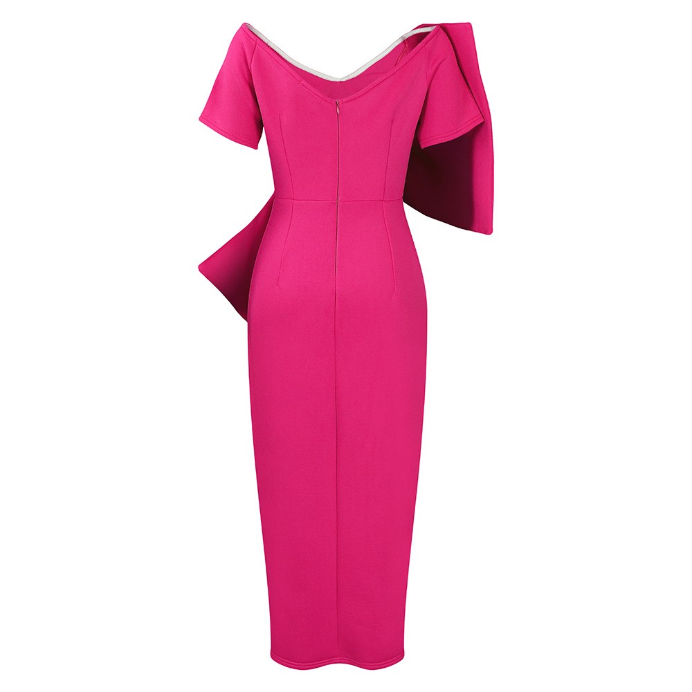 Big Bow Split Hip Wrap Dress