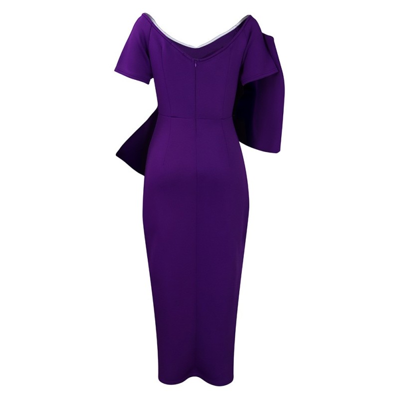Big Bow Split Hip Wrap Dress